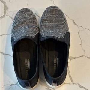 Skechers Black Rhinestone Slip-On Flats